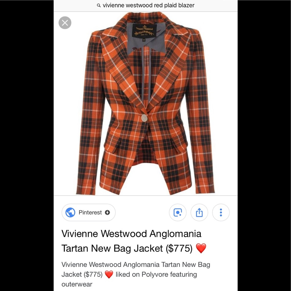 Vivienne Westwood”Anglomania”plaid blazer. Size 42